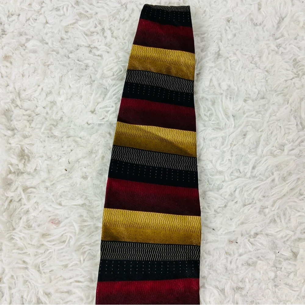 Covington 100% silk Striped Tie in Red, Gold, and Black